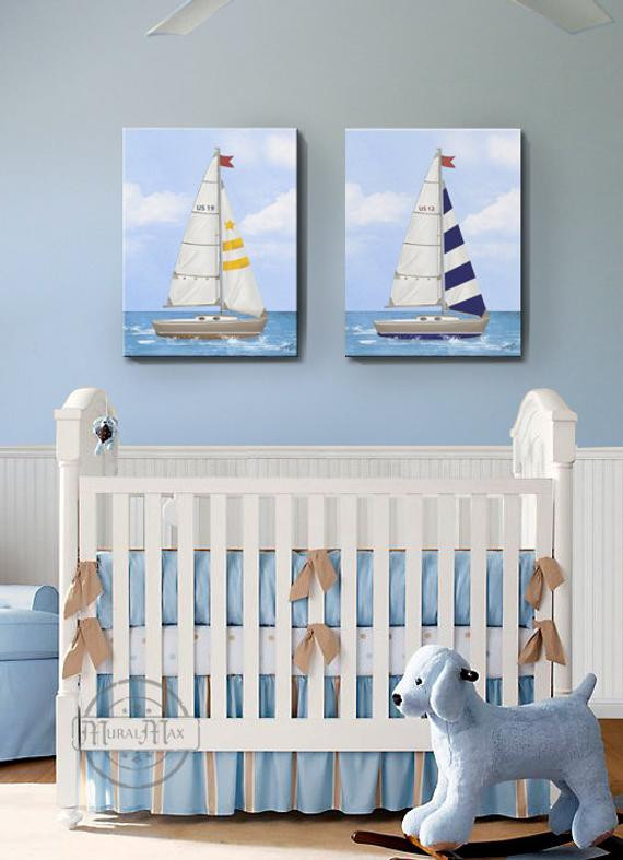 Nautical Baby Boy Room Decor
 Sailboat Nursery Art Baby Nursery Room Decor Nautical