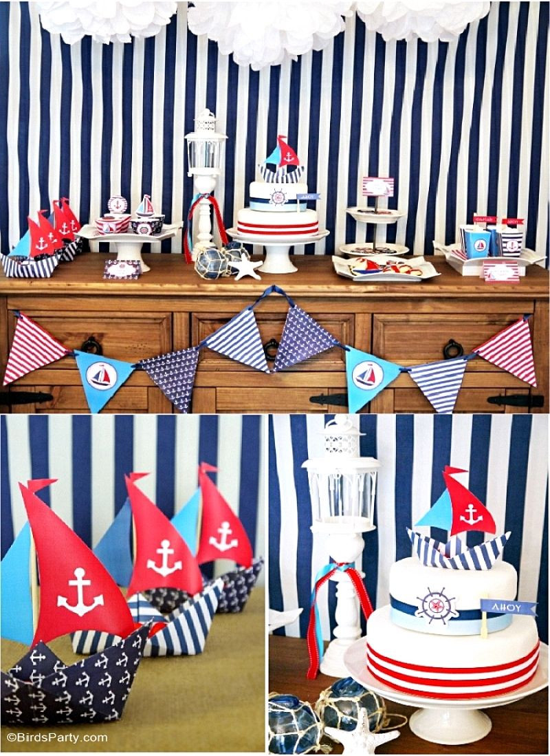 Nautical Birthday Decorations
 A Preppy Nautical Birthday Party Deserts Table
