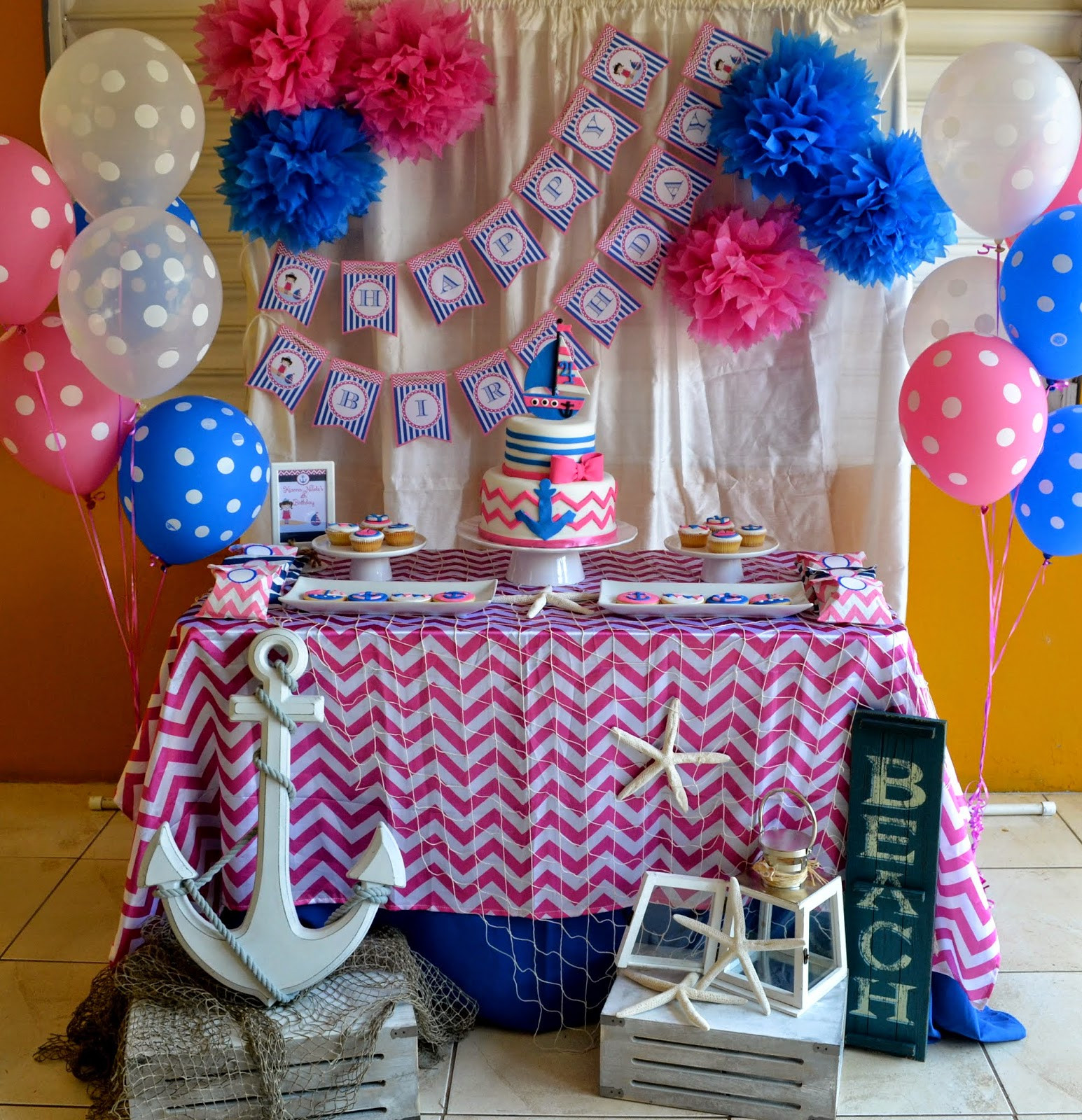 Nautical Birthday Decorations
 Partylicious Events PR Nautical Girl Birthday