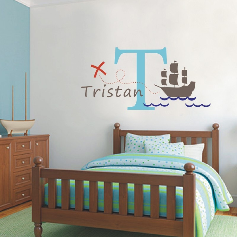 Nautical Kids Decor
 Custom Name Initial Nautical Sailboat Ships Kids Nursery