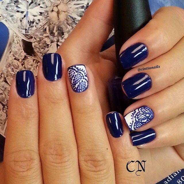 Navy Blue Nail Ideas
 Nail Art w stamping cintianails ♥•♥•♥Chic♥•♥•♥