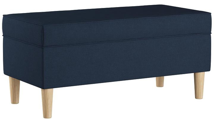 Navy Storage Bench
 Box Frame Navy Upholstered Bench
