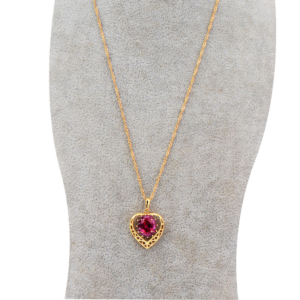 Necklace For Women
 womens 14k gold filled ruby heart pendant gold chain long