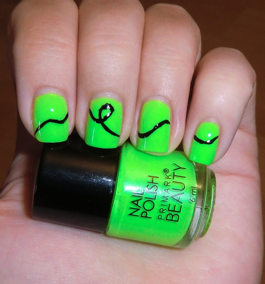 Neon Green Nail Designs
 ALL COLOURED UP Today´s nails Primark Beauty Neon Green