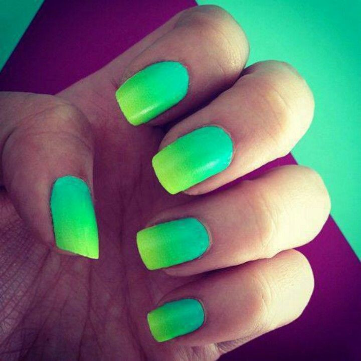 Neon Green Nail Designs
 Neon green aqua ombre nails