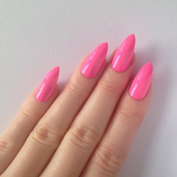 Neon Pink Nail Designs
 Neon pink stiletto nails Nail designs Nail by