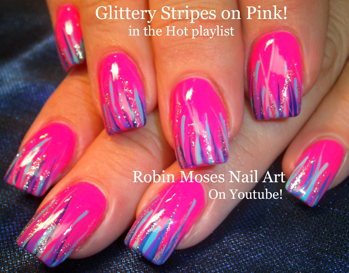 Neon Pink Nail Designs
 Robin Moses Nail Art Easy Neon Pink Summer Nails Up and