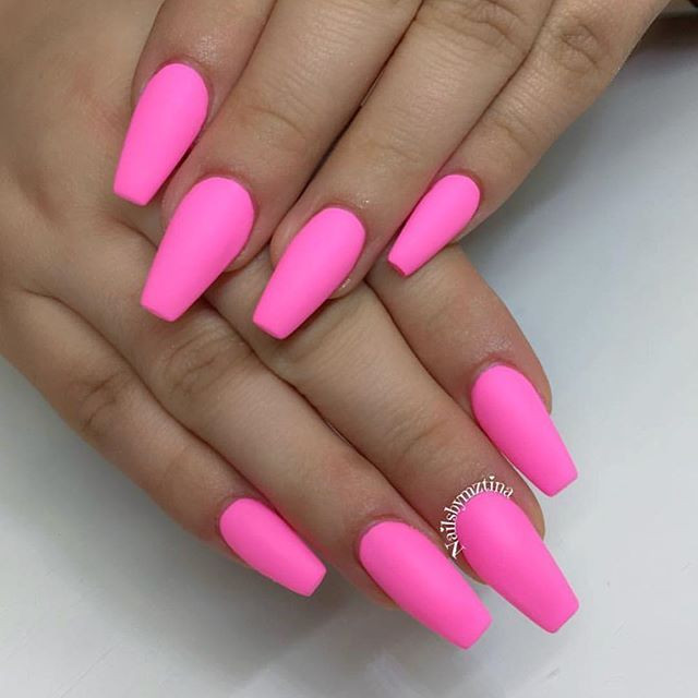 Neon Pink Nail Designs
 bright barbie pink … Nailed It in 2019