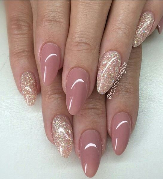 Neutral Nail Ideas
 Glitter with Taupe Neutral
