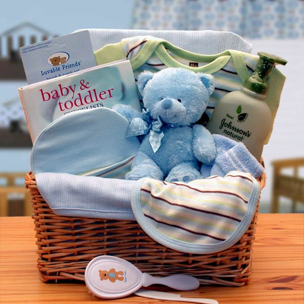 New Baby Gift Delivery
 Baby Spa Organic New Baby Basics Gift Baskets Blue