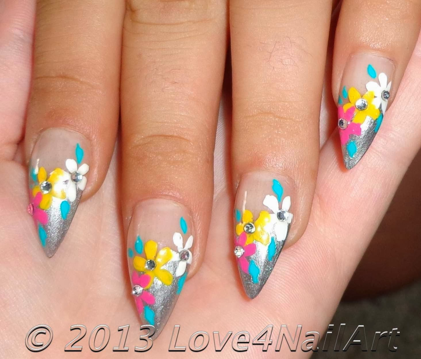 New Stiletto Nail Designs
 Love4NailArt Flowery Nail Art For Stiletto Nails