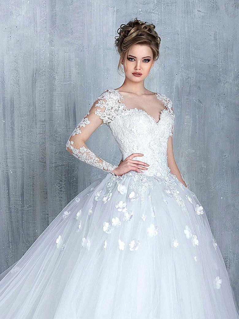 New Wedding Dresses
 New Arrival Long Sleeve Lace Bridal Gowns Tulle Open Back