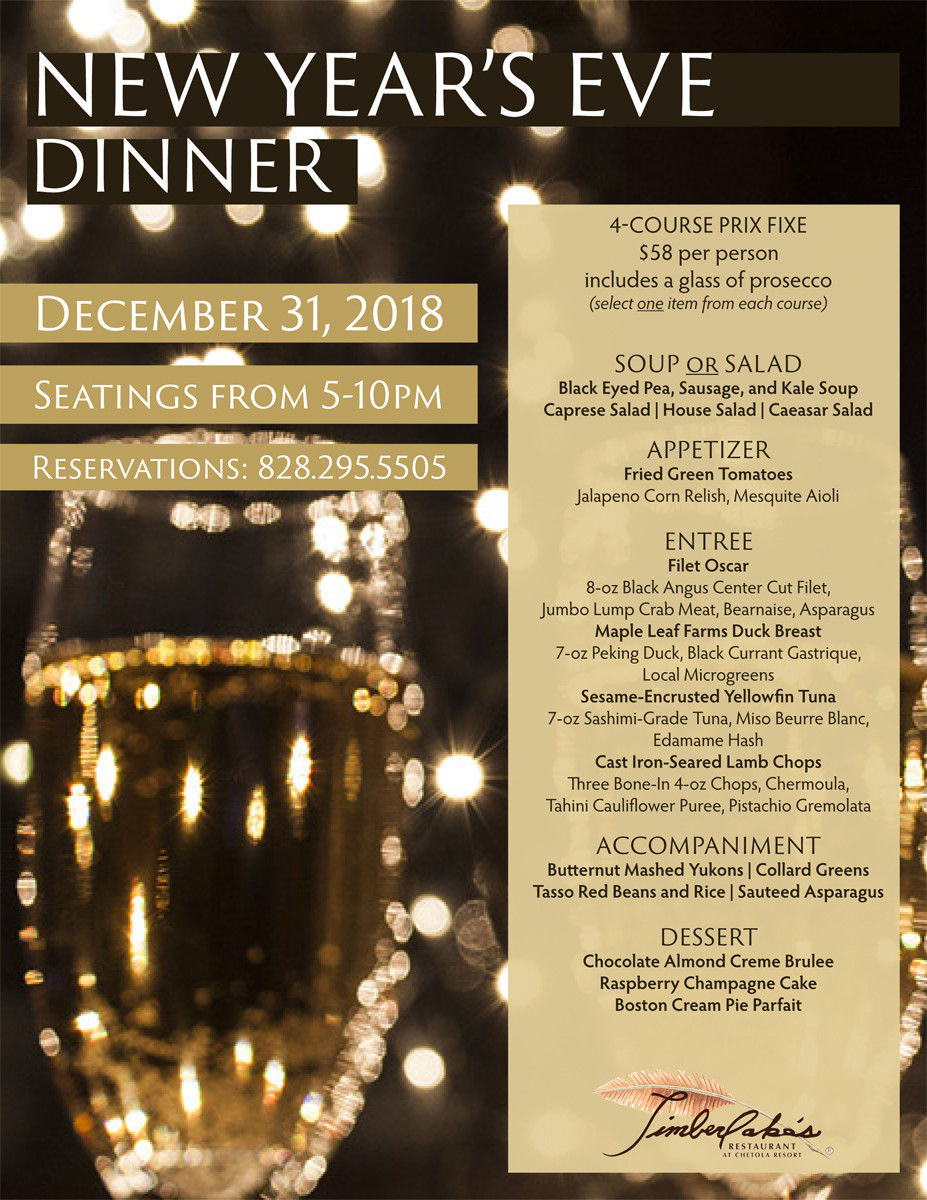 New Year Day Dinner Menu
 New Year s Eve Dinner Chetola Resort at Blowing Rock