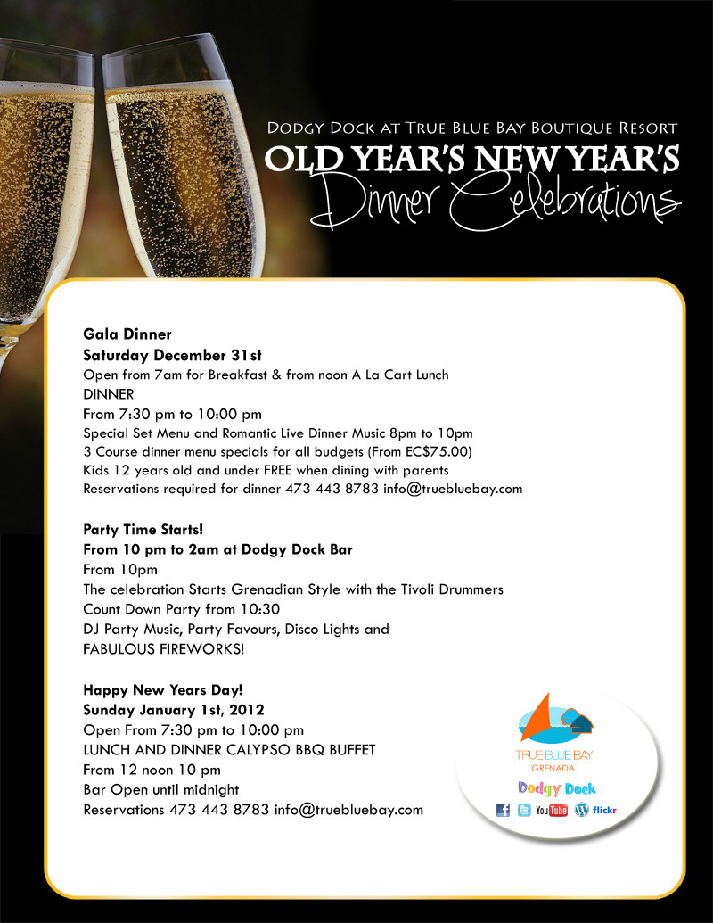 New Year Day Dinner Menu
 Old Years New Years Celebration At True Blue Bay Boutique