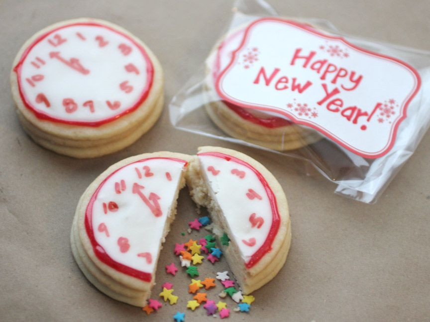New Years Sugar Cookies
 New Years Confetti Clock Cookies