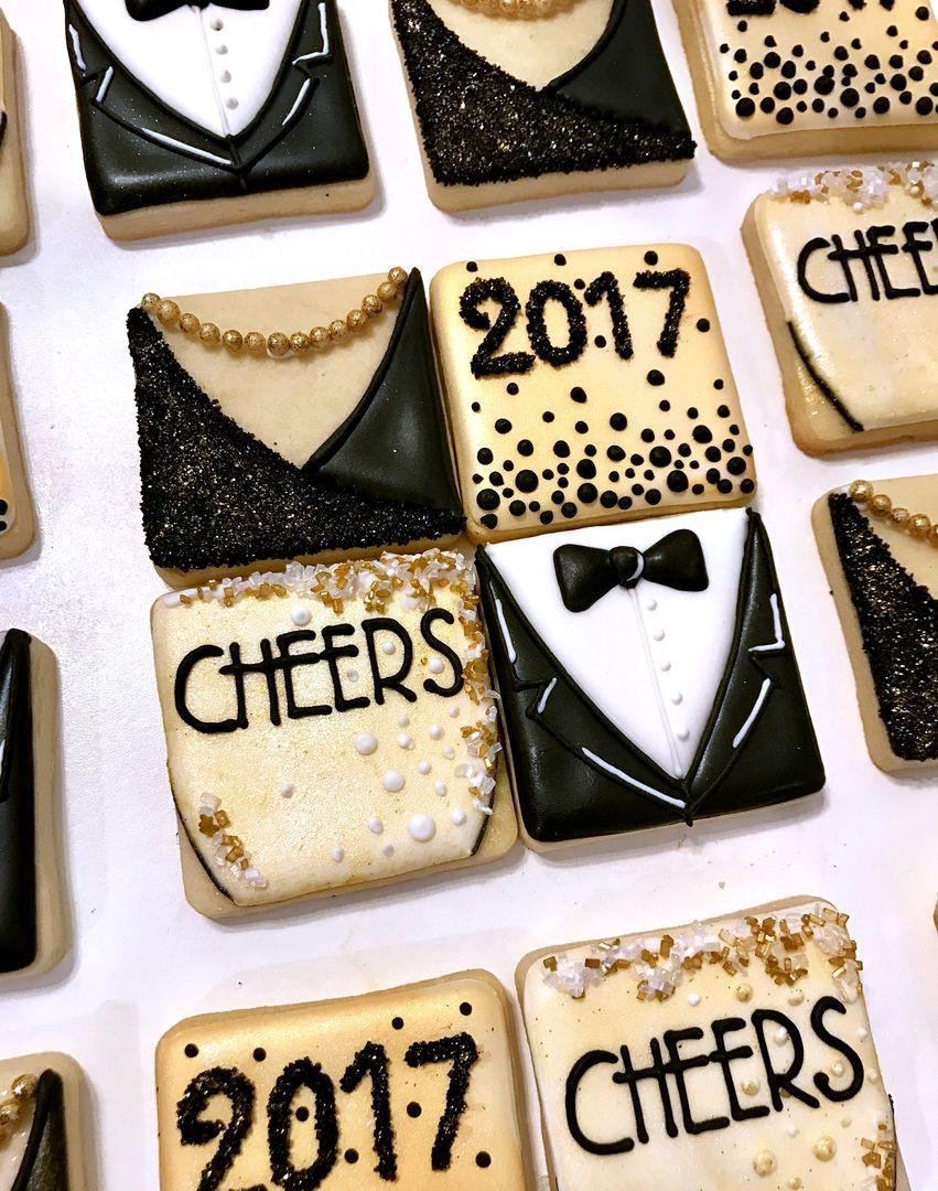 New Years Sugar Cookies
 New Year s Eve cookies tuxedo champagne 2017 cookies