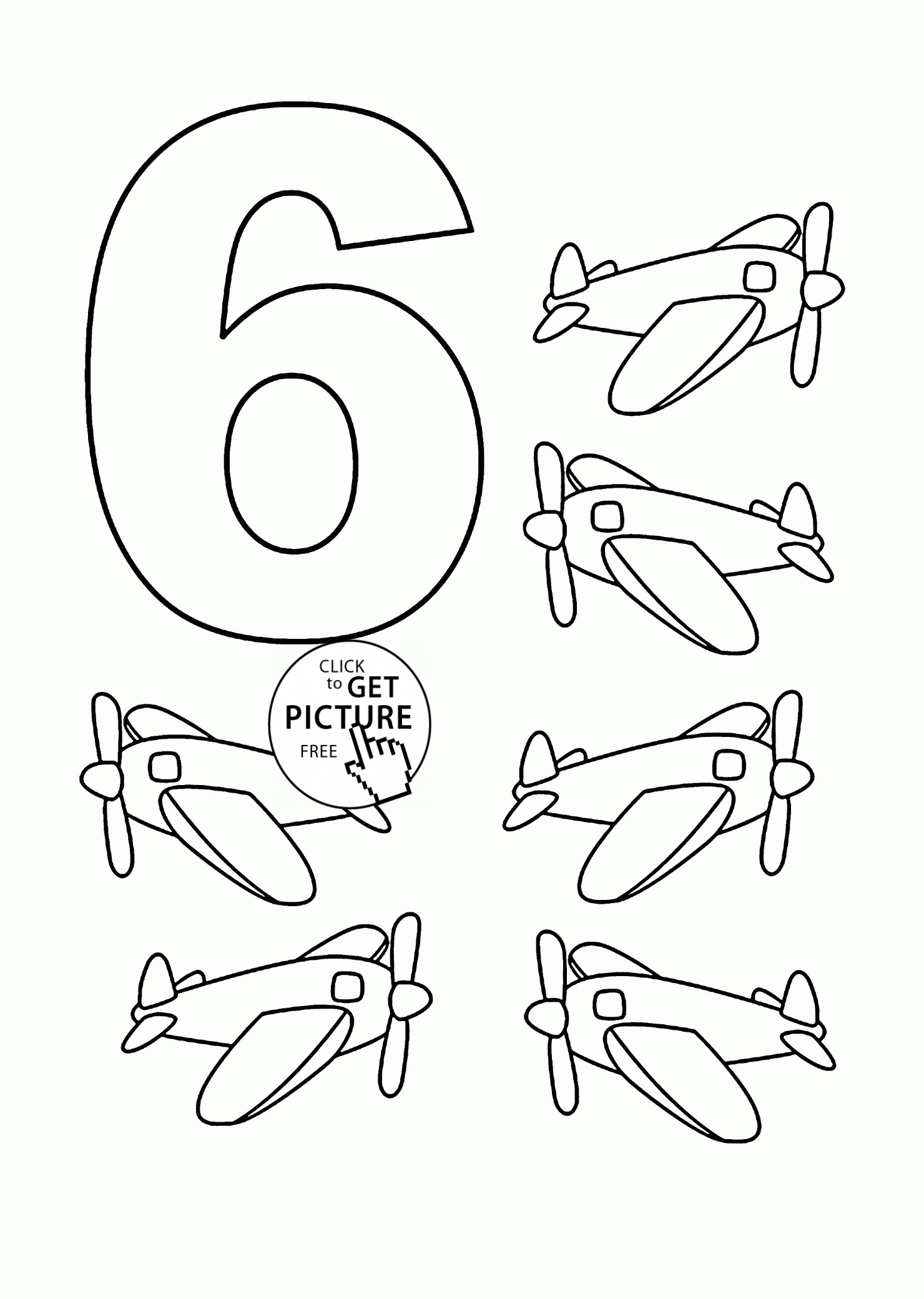 Number Coloring Pages For Toddlers
 Number 6 coloring pages for kids counting sheets