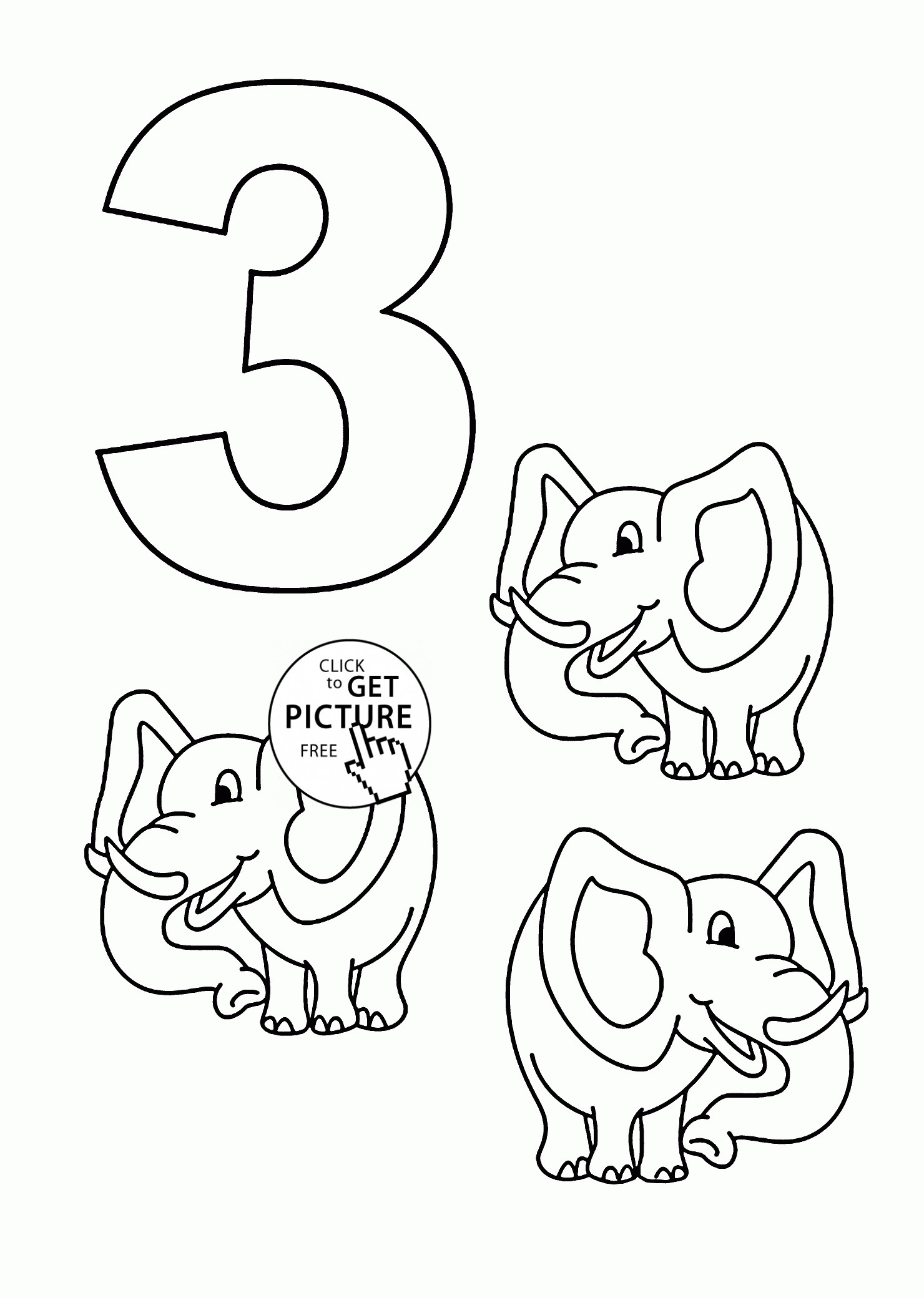 Number Coloring Pages For Toddlers
 Number 3 coloring pages for kids counting sheets