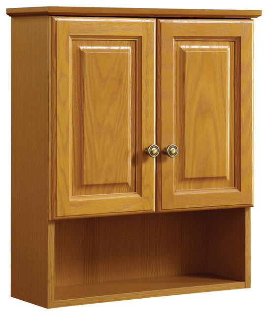 Oak Bathroom Wall Cabinets
 Claremont Honey Oak Wall Cabinet with 2 Doors 21" by 8