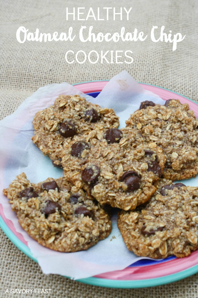 Oatmeal Chocolate Chip Cookies Healthy
 Healthy Chocolate Chip Oatmeal Cookies