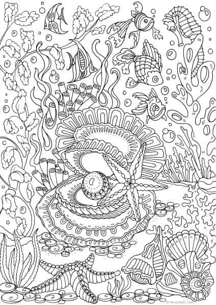 Ocean Coloring Pages For Adults
 Ocean Life Ocean Pearl Printable Adult Coloring Pages