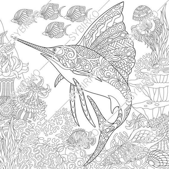 Ocean Coloring Pages For Adults
 Coloring pages for adults Ocean world Sailfish Fish