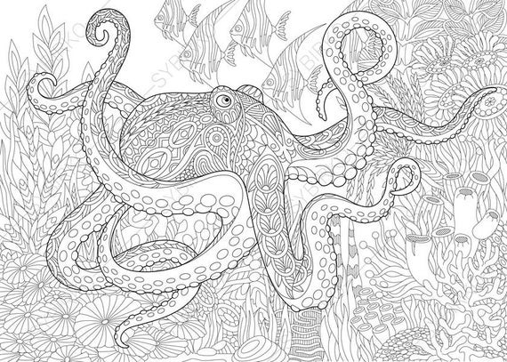 Ocean Coloring Pages For Adults
 Ocean World Octopus 3 Coloring Pages Animal coloring book