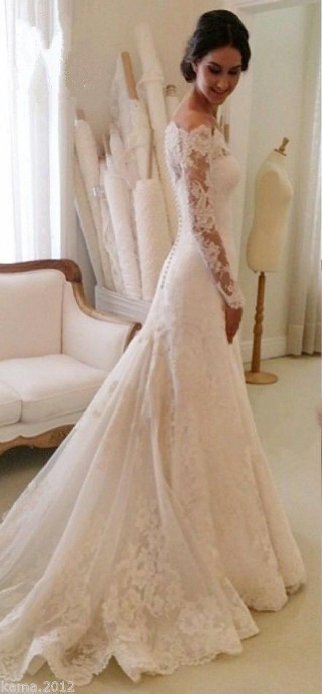 Off White Wedding Dress
 Elegant Lace Wedding Dresses White Ivory f The Shoulder