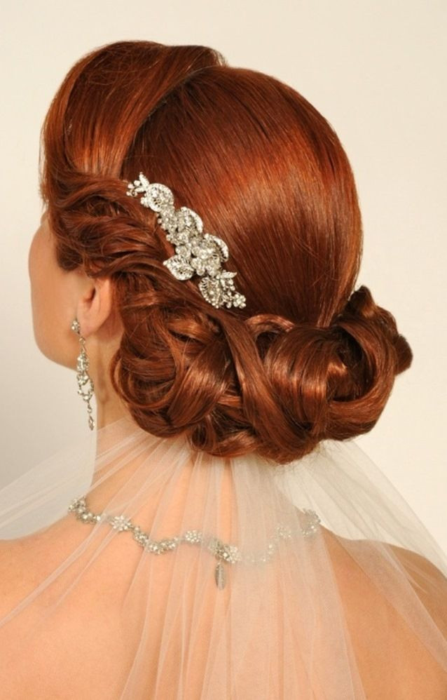 Old Hollywood Wedding Hairstyles
 Bride s gorgeous retro old Hollywood chignon braid under