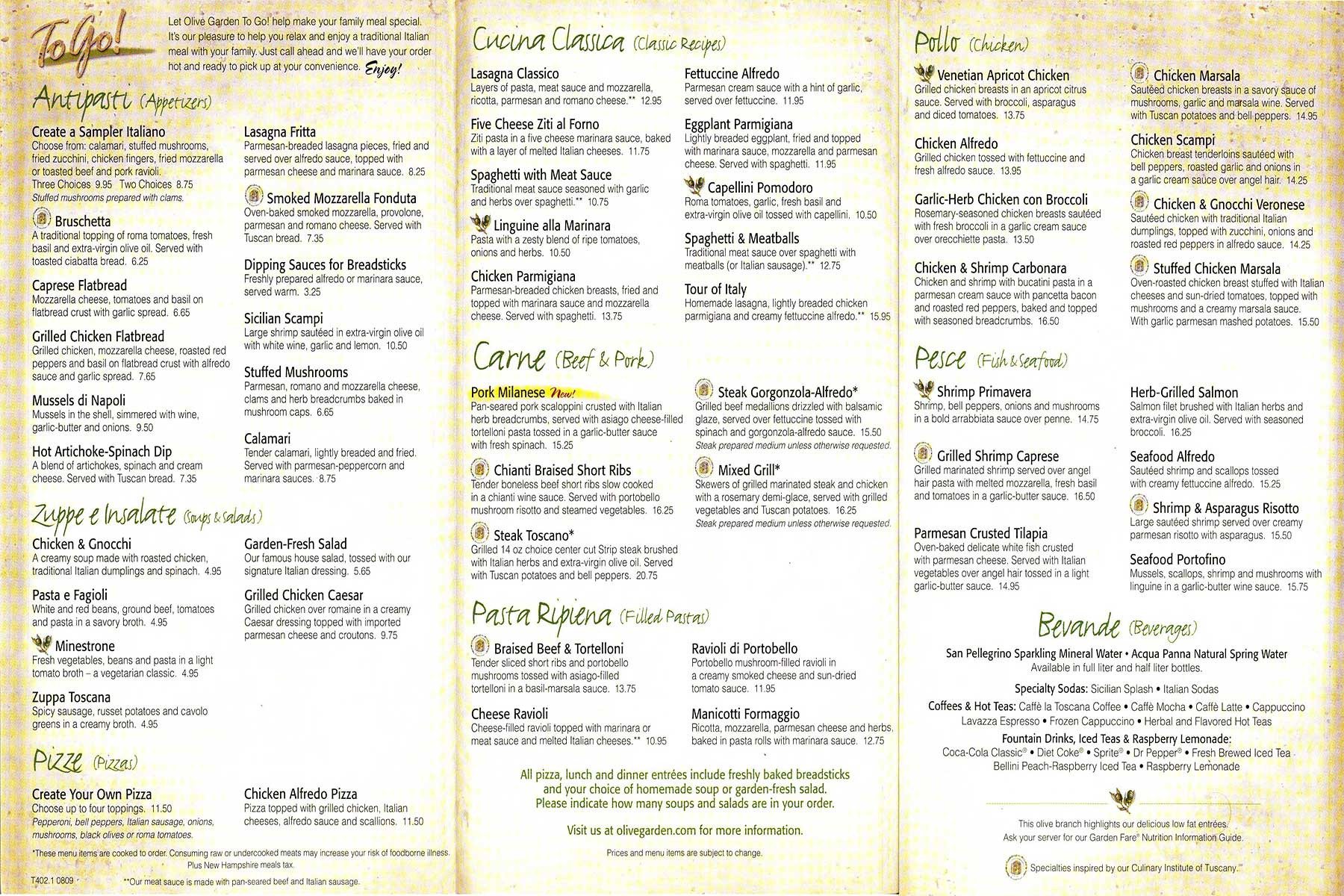 Olive Garden Menu Prices Dinner
 olive garden menu