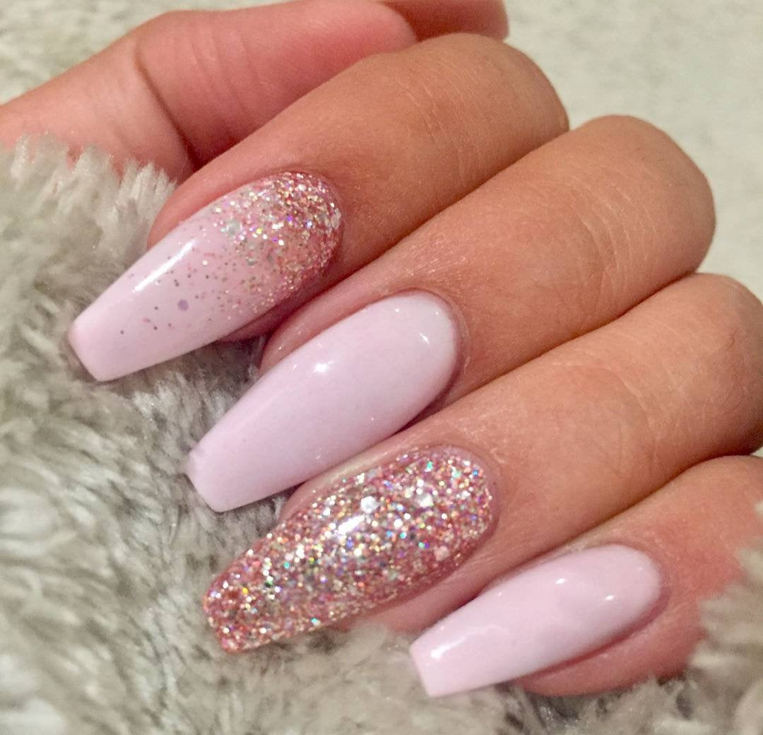 Ombre Glitter Nails
 15 NAIL SHAPES Glitter Blush Pink Ombre Glitter Hand