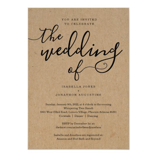 One Of A Kind Wedding Invitations
 All in e Wedding Invitation with RSVP & Registry