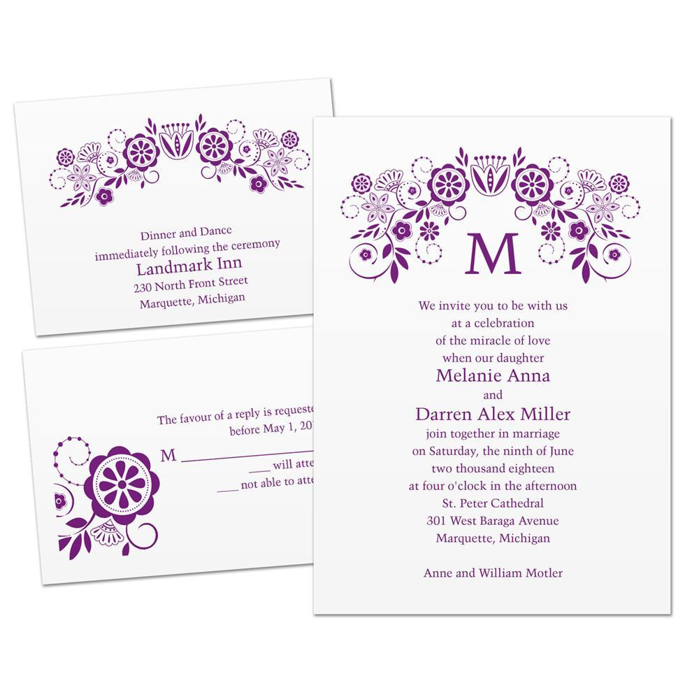 One Of A Kind Wedding Invitations
 Modern Whimsy 3 for 1 Invitation