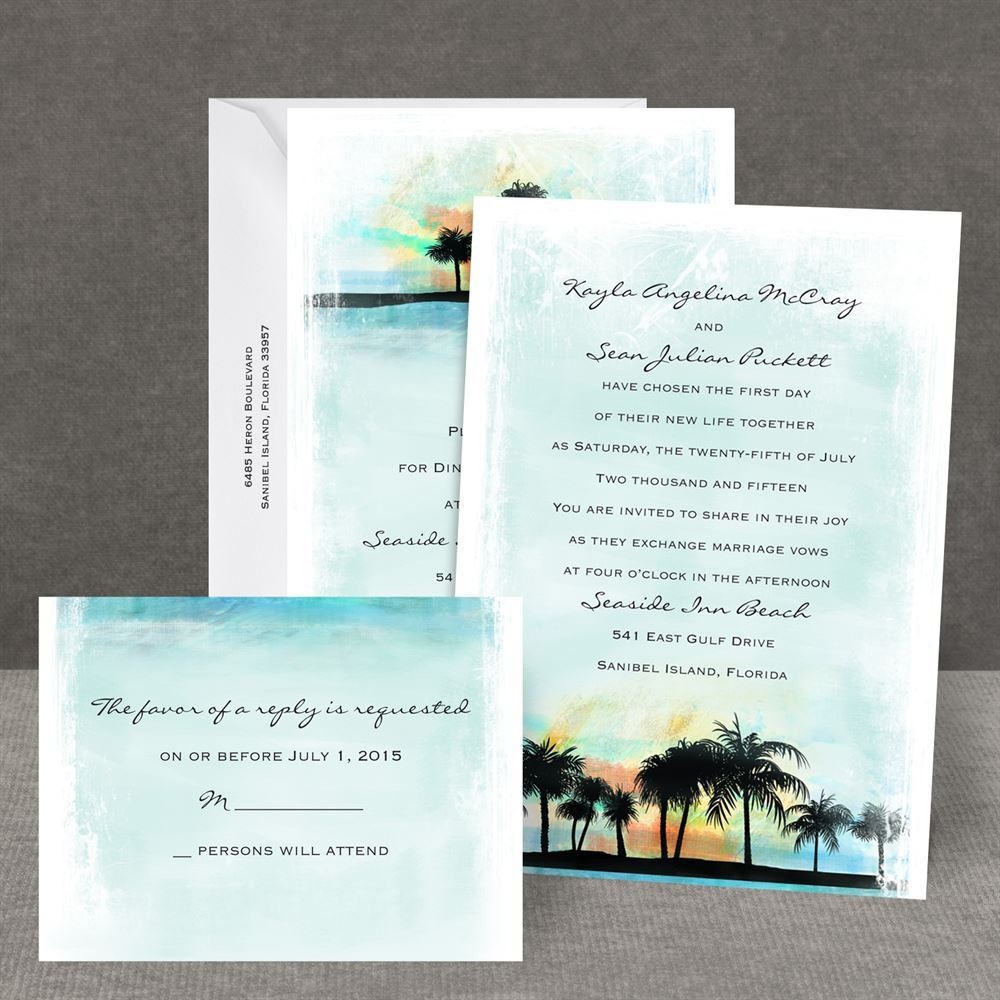 One Of A Kind Wedding Invitations
 Tropical Watercolors All In e Invitation