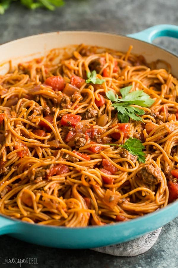 One Pot Spaghetti With Meat Sauce
 e Pot Spaghetti and Meat Sauce made healthier The