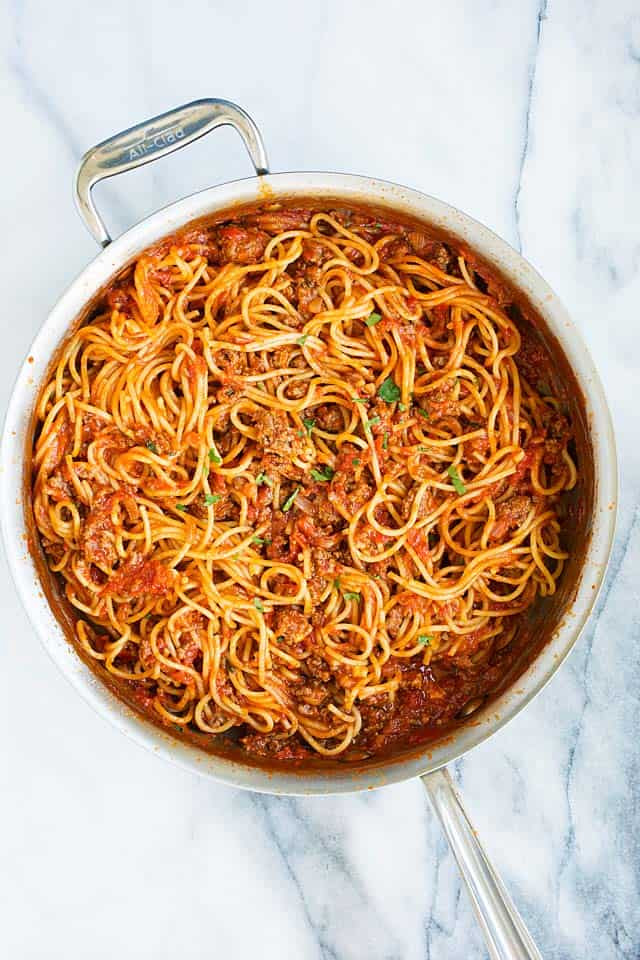 One Pot Spaghetti With Meat Sauce
 e Pot Spaghetti with Meat Sauce Rasa Malaysia