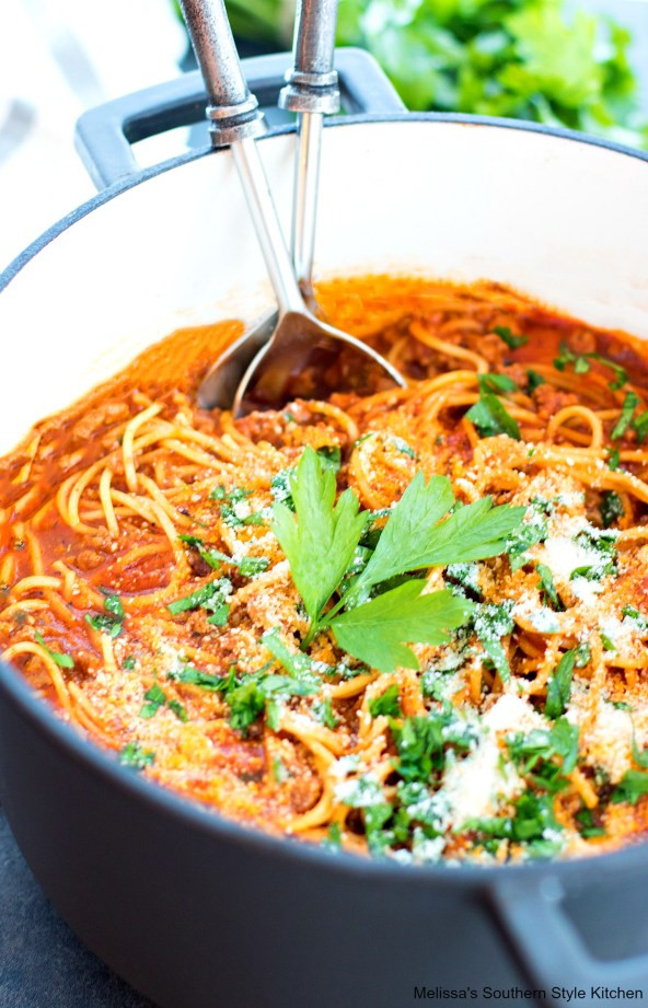 One Pot Spaghetti With Meat Sauce
 e Pot Spaghetti with Meat Sauce