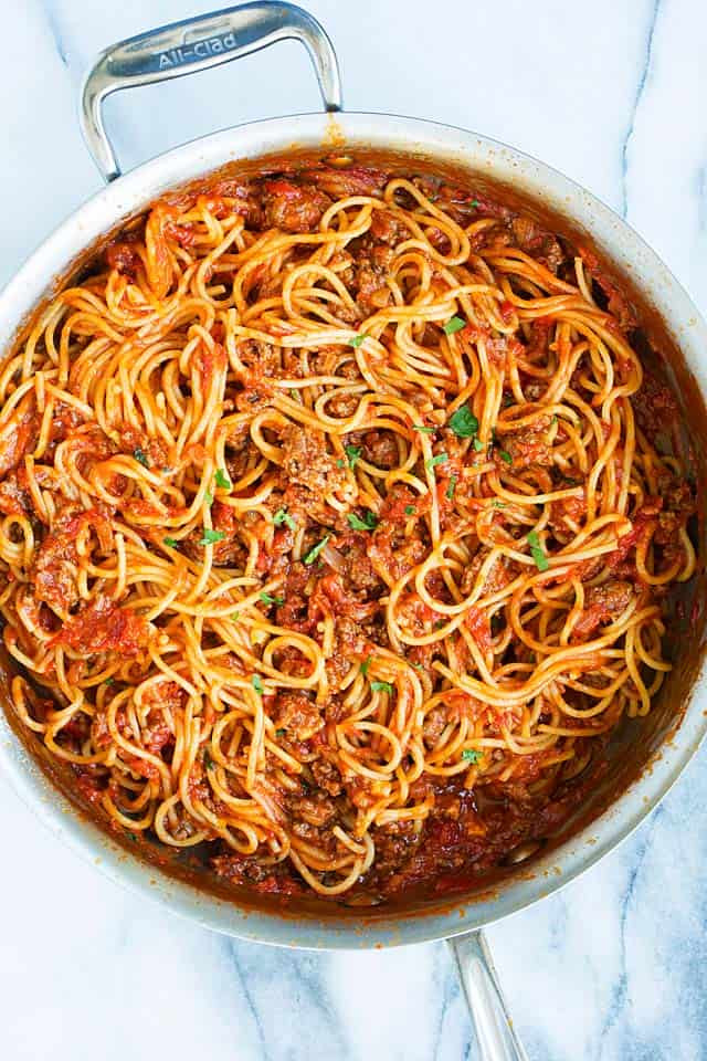One Pot Spaghetti With Meat Sauce
 e Pot Spaghetti with Meat Sauce Rasa Malaysia