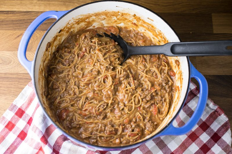 One Pot Spaghetti With Meat Sauce
 e Pot Spaghetti with Meat Sauce Chattavore