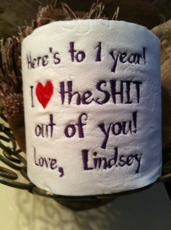 One Year Anniversary Paper Gift Ideas
 Custom Embroidered Toilet Paper for 1st Paper by