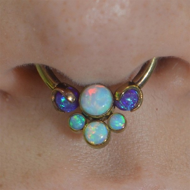 Opal Body Jewelry
 Jewels nose ring opal septum piercing blue septum