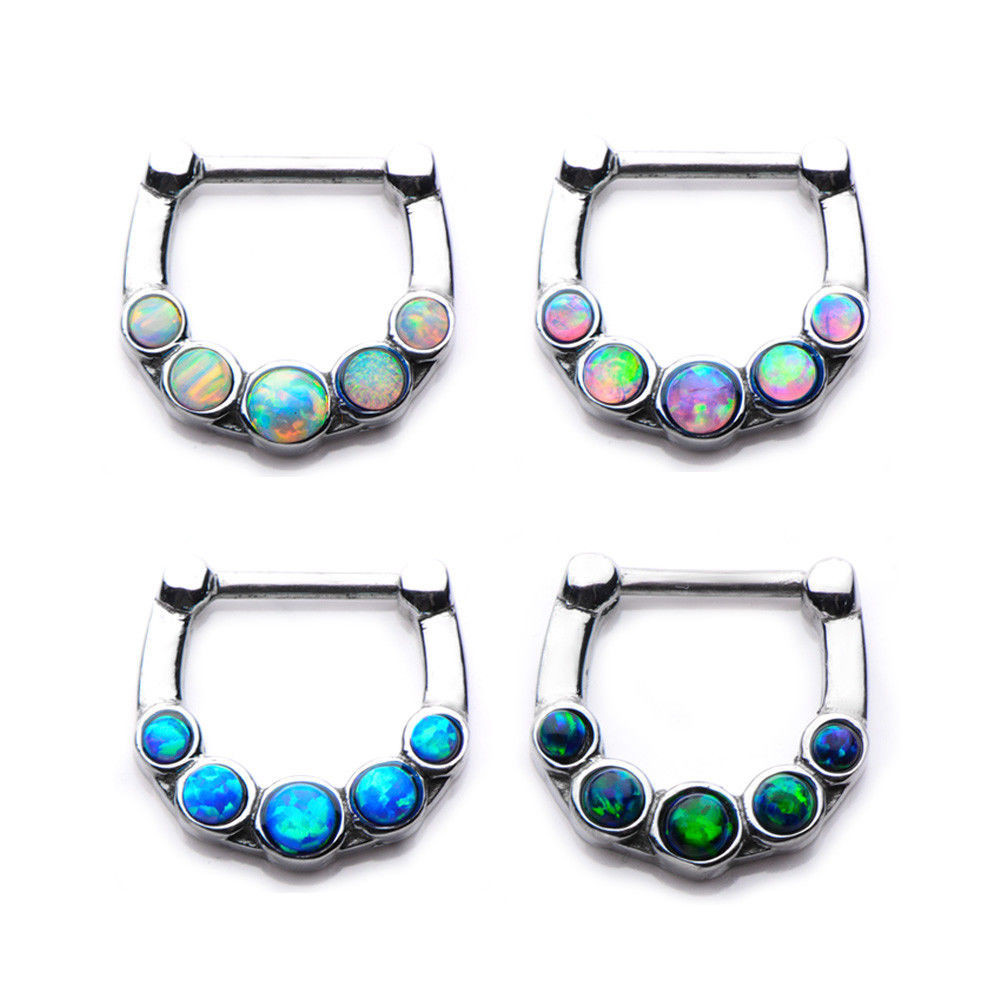 Opal Body Jewelry
 16g septum nose ring clicker body jewelry piercing 316L