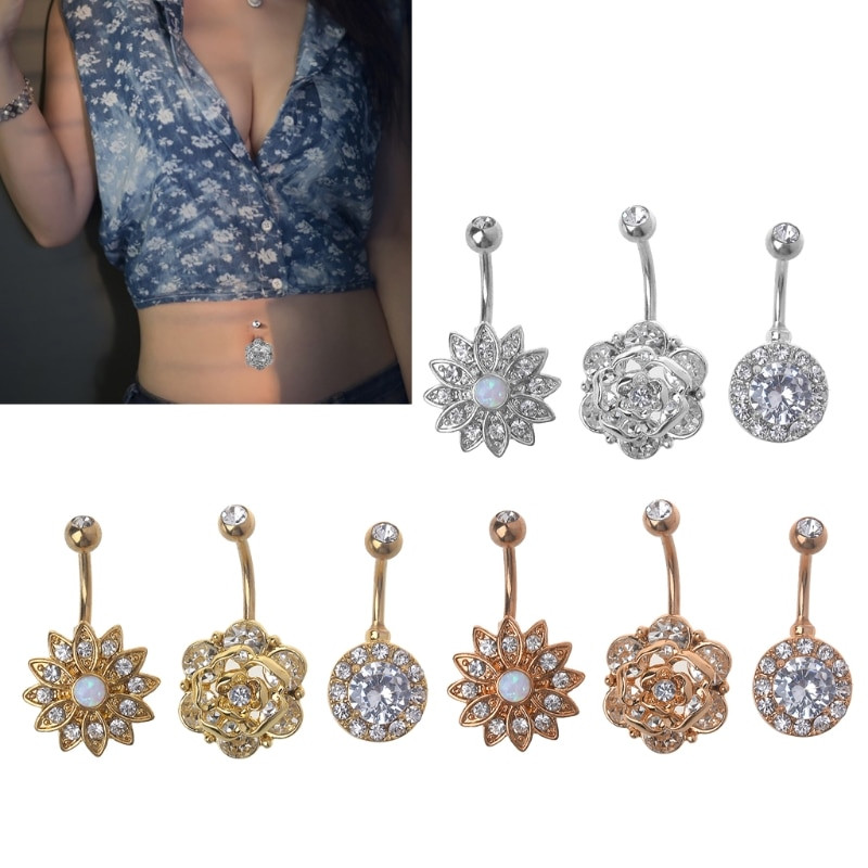 Opal Body Jewelry
 3 pc Pure Lotus Belly Piercing Navel Opal Rings Opal Navel