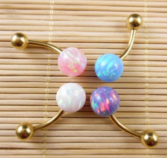 Opal Body Jewelry
 Jeffreeing Star Opal Double Gemmed Belly Ring Opal Body
