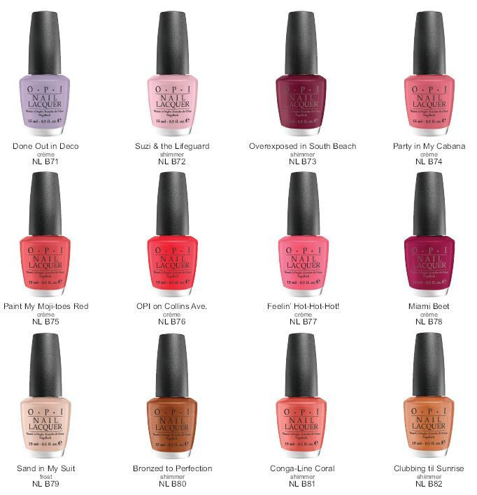 Opi Nail Colors Chart
 OPI South Beach Collection Color Chart Nails