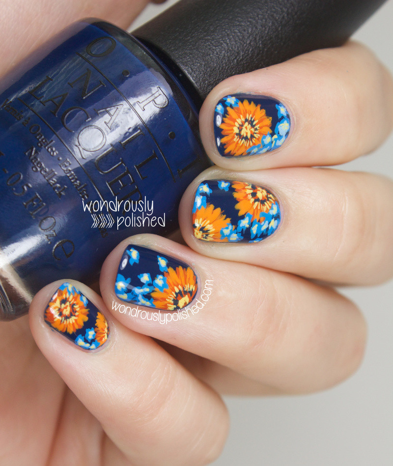 Orange And Blue Nail Designs
 Wondrously Polished NAGG Day 5 Blue and Orange Daisy