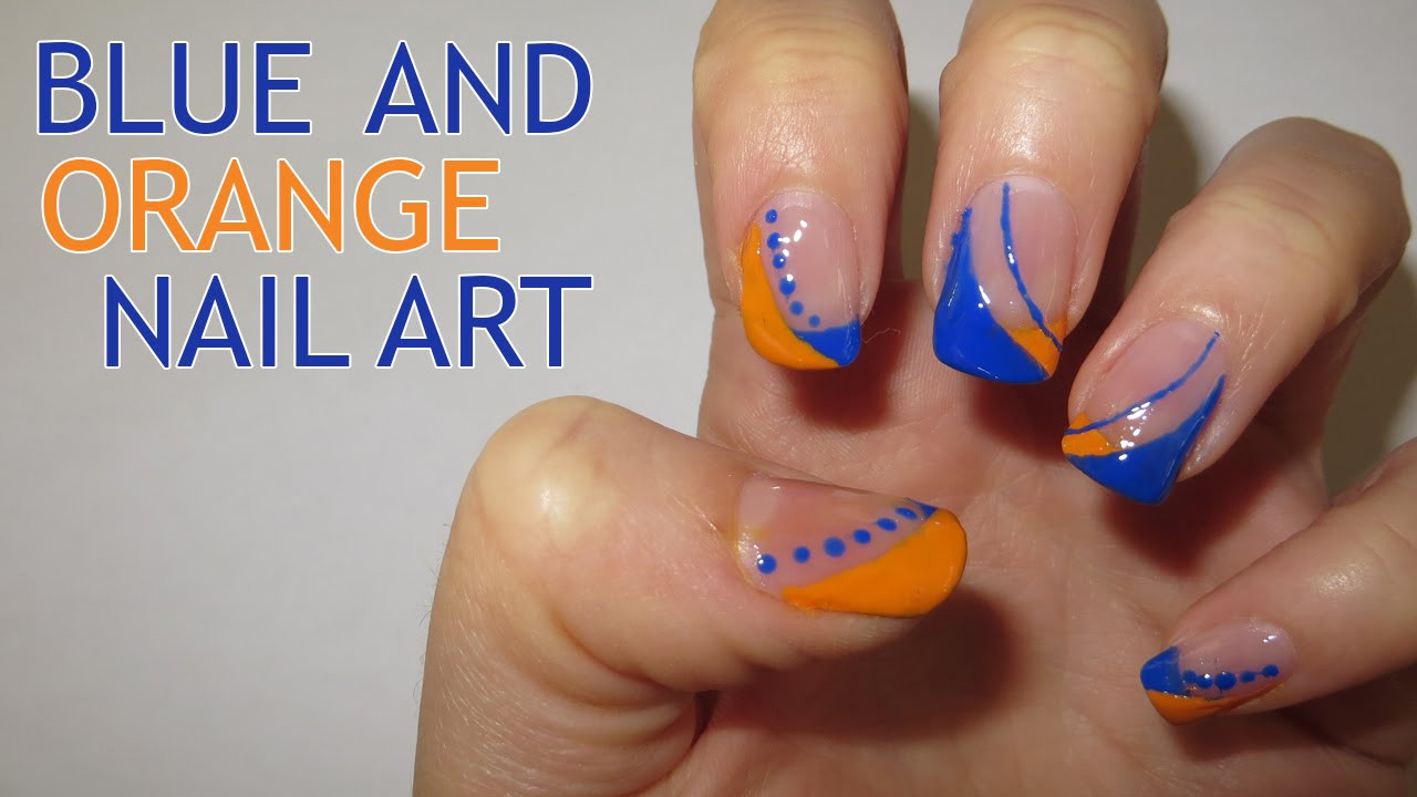 Orange And Blue Nail Designs
 Blue and Orange Nail Art Requested