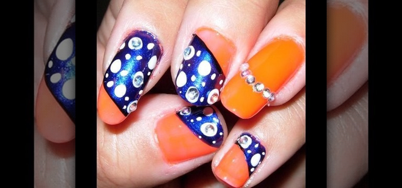 Orange And Blue Nail Designs
 How to Create a neon orange and dark blue nail art design