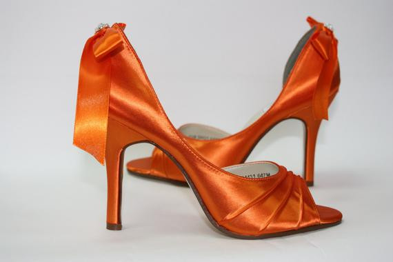 Orange Shoes For Wedding
 Orange Shoes Orange Wedding Shoes Orange Bridal by Parisxox