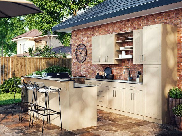 Outdoor Kitchen Cost
 AT HOME Outfitting a low cost assembled outdoor kitchen